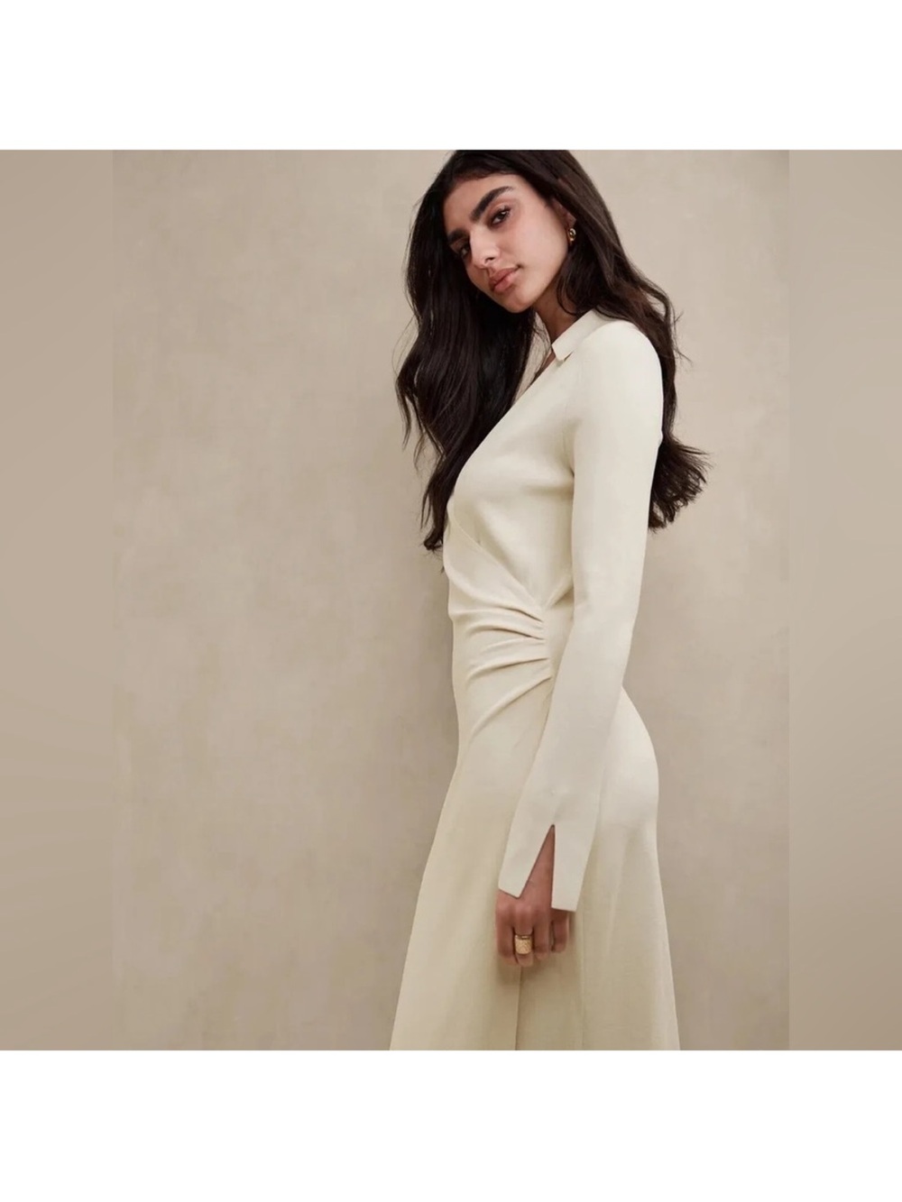 Banana Republic Cream Wrap Sweater Dress
